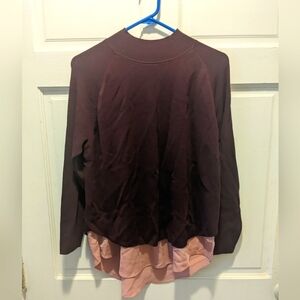 Ted Baker Popilia Burgundy and Pink Mockneck Layered Knit Sweater (UK 3)
